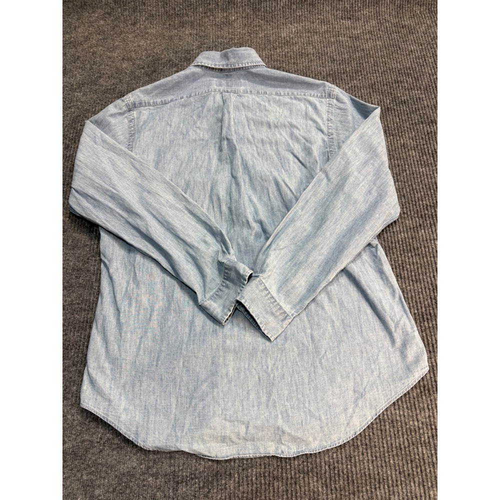 Ralph Lauren Mens L Light Blue Chambray Button Down Shirt Long Sleeve Pony Logo - Picture 6 of 6